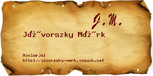 Jávorszky Márk névjegykártya